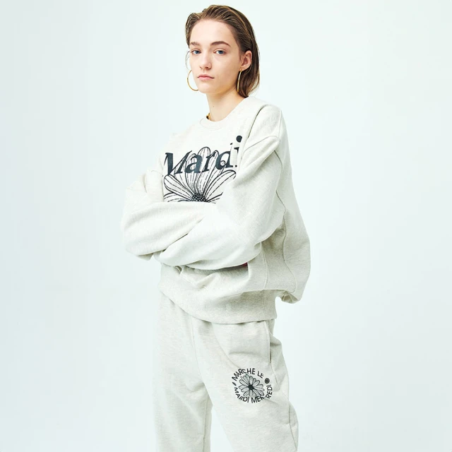 MARDI MERCREDI 印花大學TEE 燕麥色 經典小雛菊 黑花 純棉 SWEATSHIRT FLOWERMARDI