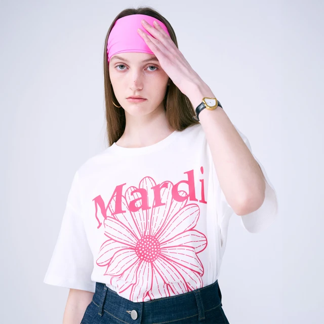 MARDI MERCREDI 印花短TEE 白色 經典小雛菊 紫紅色花 純棉 TSHIRT FLOWERMARDI