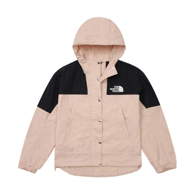 The North Face 北臉 外套 女款 運動連帽外套 防風 防潑水 W MTN WIND JACKET 黑粉 NF0A81RXHZI