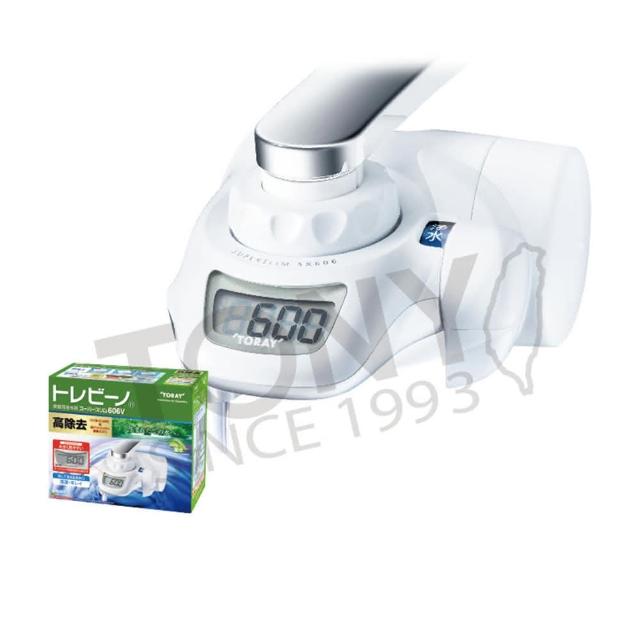 TORAY東麗 SX606V 龍頭式淨水器，採用日本原裝濾芯淨水方式，適用STC.VJ濾芯，容量2公升以下，規格72*112*138mm，日本產地，公司貨無保固（新品瑕疵），BSMI許可字號R3G096。高效過濾，提供純淨飲水，適閤家庭即時淨水需求。