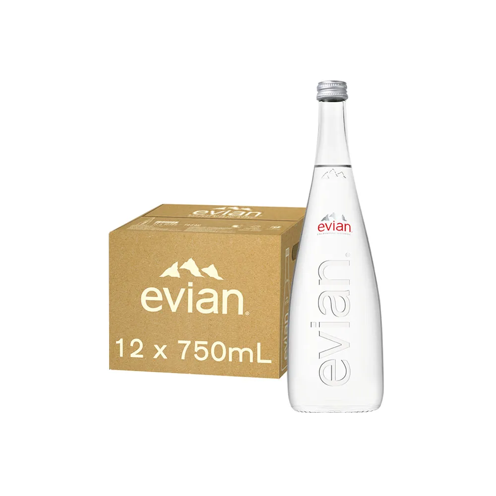 【evian 依雲 原廠總代理直營】天然礦泉水 750mlx12入/箱(玻璃瓶)