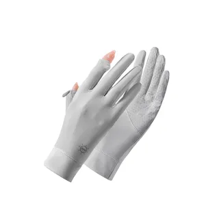 防曬手套 可掀指觸控 冰絲 透氣 舒適 - 淡灰色(機車手套)
