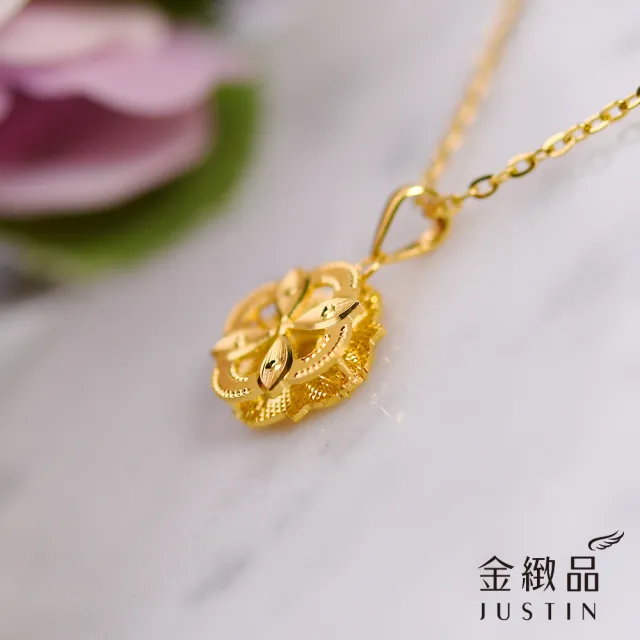 【金緻品】黃金墜子 風光明媚 0.54錢(5G工藝 純金墜飾 花朵 亮珠 花墜 拉絲 花邊 簍空 絢麗 四葉幸運草)