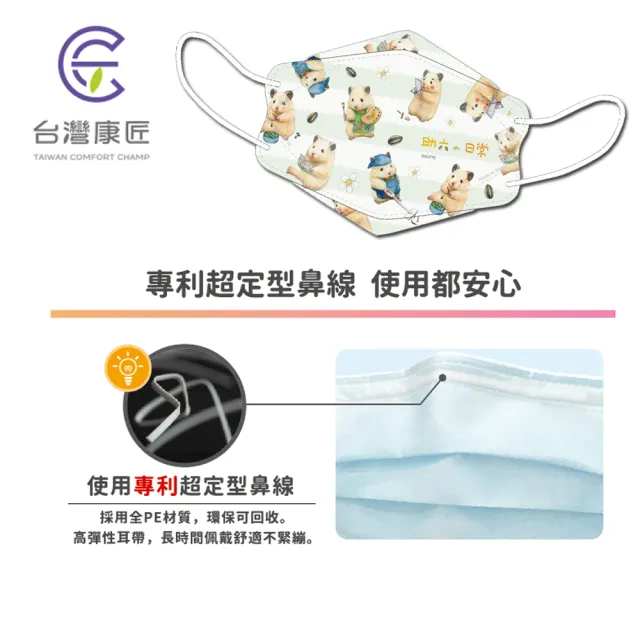 【台灣康匠】倉鼠助六 醫用口罩 3D韓式立體成人口罩 助六的日常休閒 10入/盒(卜公家族)