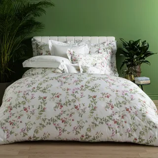 【WEDGWOOD】100%天絲300織床包兩用印花被套枕套四件組-蘋果花園(加大)
