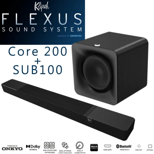 【Klipsch】Flexus系列 Core 200+SUB100(Soundbar+重低音喇叭)