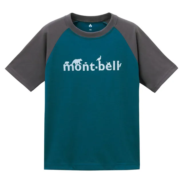 【mont bell】WIC. PRINT 兒童配色短T恤 褐 汽油藍(1114324SD/DM)