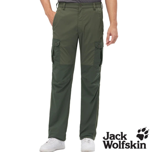 Jack wolfskin 飛狼 男 帥氣拼接多口袋休閒長褲 登山褲(軍綠)