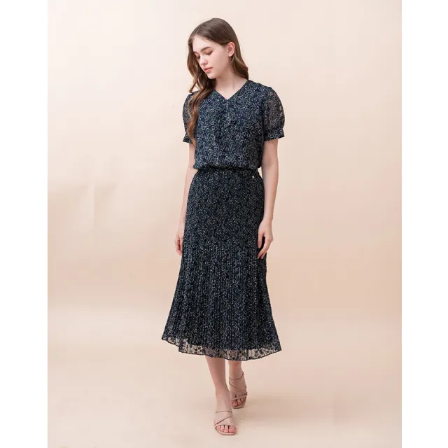 【perng yuh 芃諭名品】舒心悠然 壓褶 鬆緊腰 中長裙(2024 SS Collection｜3A春夏系列)