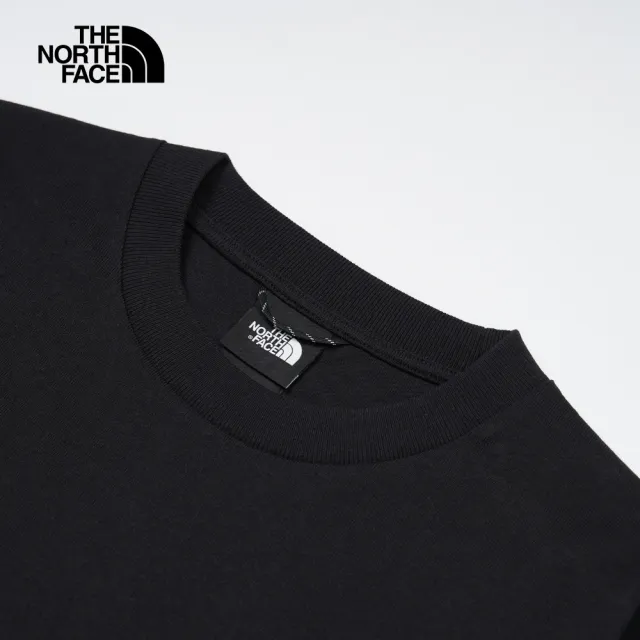 【The North Face】北面UE男款黑色純棉舒適刺繡LOGO長袖T恤｜8C55JK3