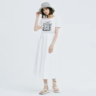【MOMA】異材質拼接T恤洋裝(白色)