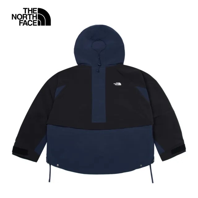 【The North Face】北面UE女款藍黑拼接防風防潑水可收腰連帽外套｜8A7E92A