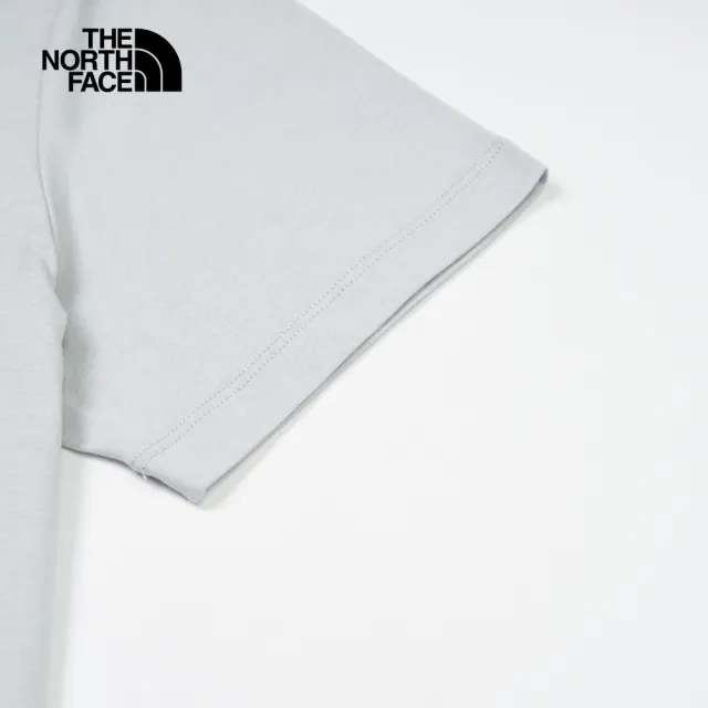 【The North Face】北面女款灰色吸濕排汗胸前經典品牌LOGO印花短袖T恤｜89QUA0M