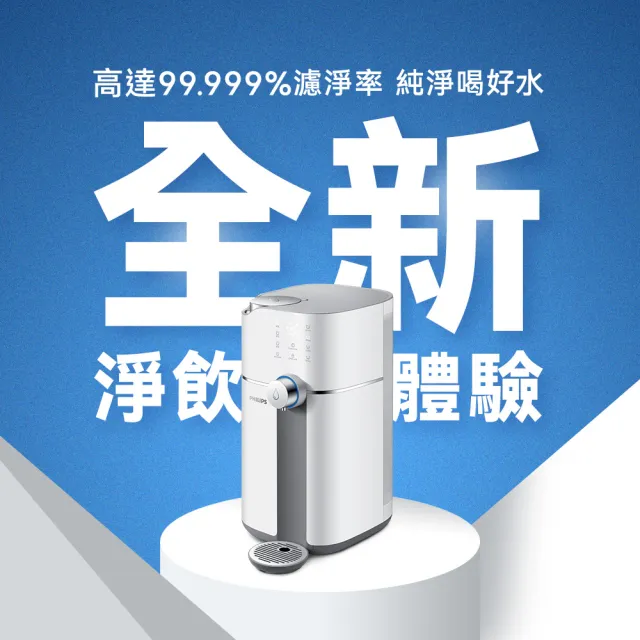 【Philips 飛利浦】新一代★智能雙效UV-C滅菌 RO濾淨瞬熱飲水機(ADD6910BK 主機內含濾芯)