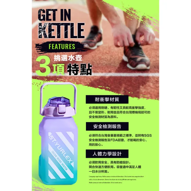 【FL 生活+】超值2入組-超容量彈蓋式漸層運動水壺-1500ml-六色任選(冷水壺/大容量/水瓶/隨身水壺/直飲)