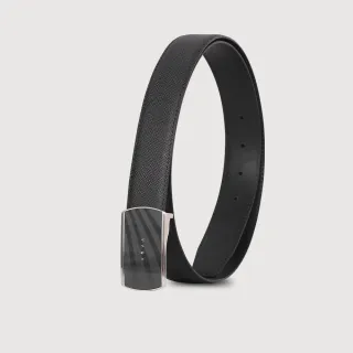 【VOVA 沃汎】台灣總代理 商務型男時尚造型釘扣式皮帶-銀色(VA018-006-SNK)