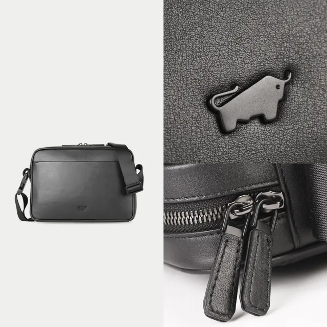 【BRAUN BUFFEL 德國小金牛】台灣總代理 海斯 橫式斜背包-黑色(BF533-TW62-BK)