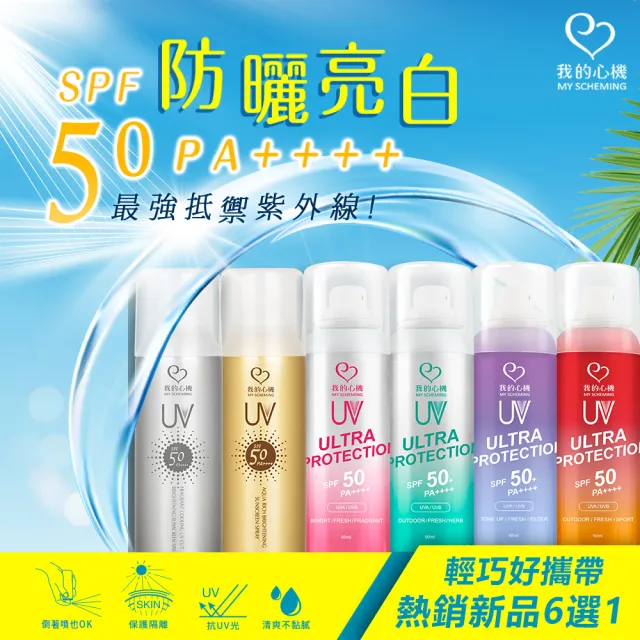 【我的心機】全系列防曬噴霧SPF50 PA++++ 90ml(三款任選)