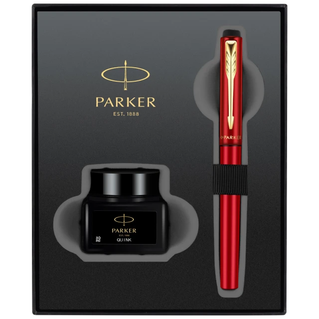 PARKER 派克 新威雅XL系列 紅 特別版鋼筆 龍筆墨水禮盒組 F尖(VectorXL)