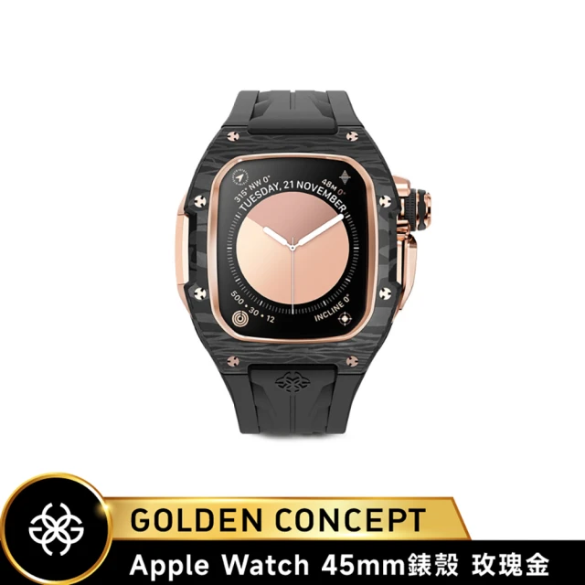 Golden Concept Apple Watch 45mm 保護殼 RSCIII45 玫瑰金錶殼/黑橡膠錶帶(碳纖維複合材質鈦合金)