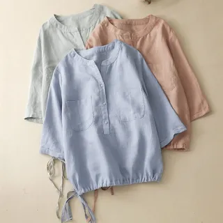 【Pure 衣櫃】棉麻小清新日式短款襯衫(KDTY-6753)