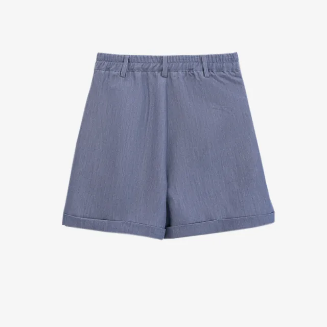 【Arnold Palmer 雨傘】女裝-後鬆緊打褶短褲(淺藍色)