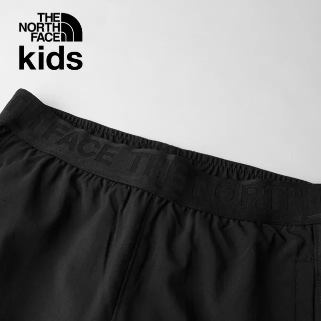 【The North Face】北面兒童黑色防潑水舒適彈力褲腳縮口褲｜88SBJK3