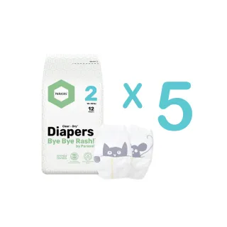 【Parasol】Clear + DryTM 新科技水凝尿布-工藝升級版 2號/S 輕巧包 - 12片裝(5入組/共60片)