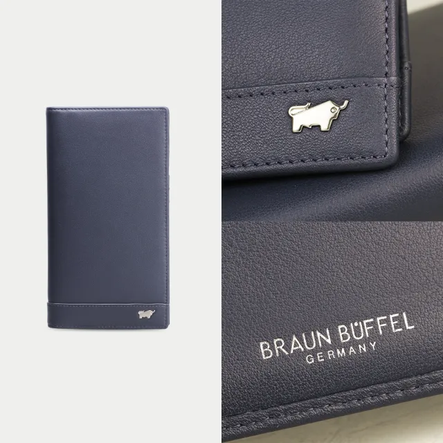 【BRAUN BUFFEL 德國小金牛】台灣總代理 威爾 15卡兩折長夾-午夜藍(BF529-631-MNB)