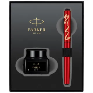 【PARKER】派克 新威雅XL系列 紅 特別版鋼筆 龍筆墨水禮盒組 F尖(VectorXL)