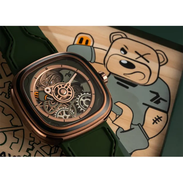 【SEVENFRIDAY】T-Riley 全球限量 Reily泰迪熊鏤空機械錶-45mm 99狂買節(T2/07)