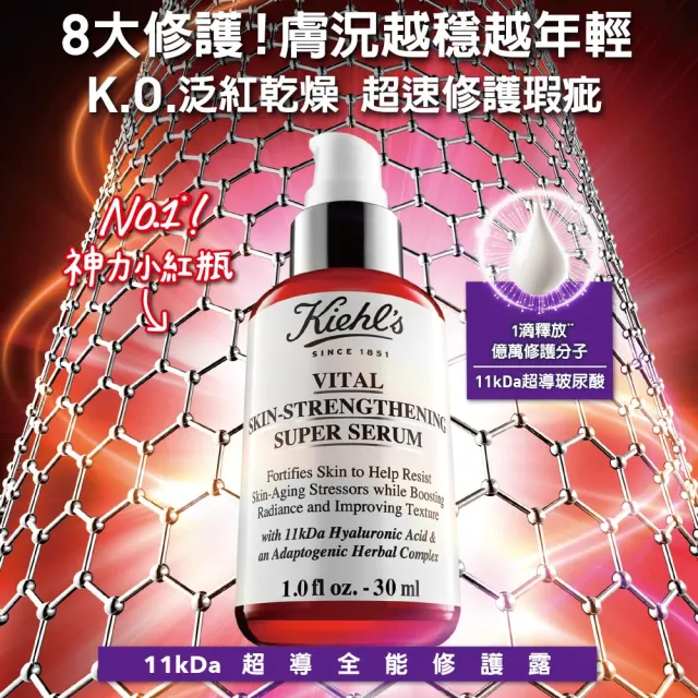 【契爾氏】官方直營 11kDa 超導全能修護露30ml組(Kiehl’s/小紅瓶/保濕 修護)