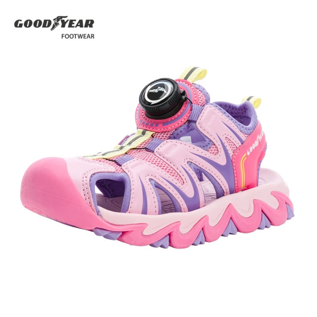 GOODYEAR 固特異 玩轉夏日-旋扣護趾運動涼鞋/童鞋 防撞 防踢 反光 粉色(GAKS48903)