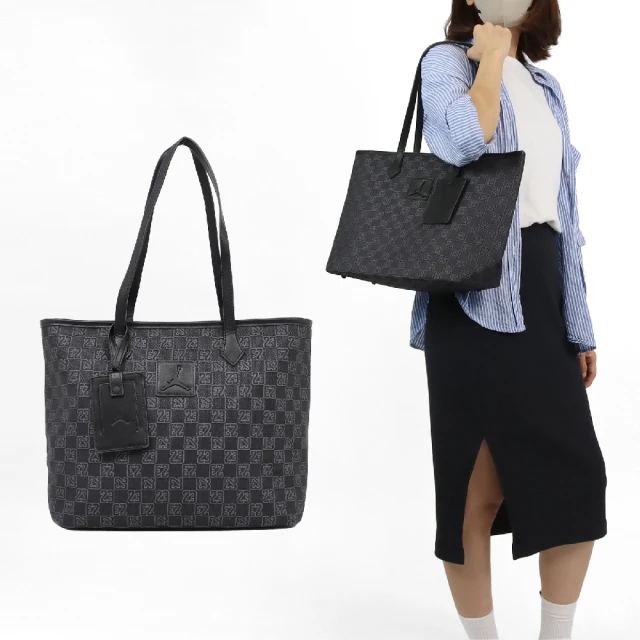 NIKE 耐吉 托特包 Jordan Monogram Tote Bag 黑灰 13吋 隨身包 筆電包 手提包(JD2433057AD-001)