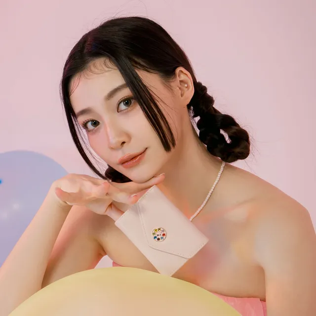 【Grace Gift】小魔女DoReMi聯名-精靈多多三折短夾(粉)