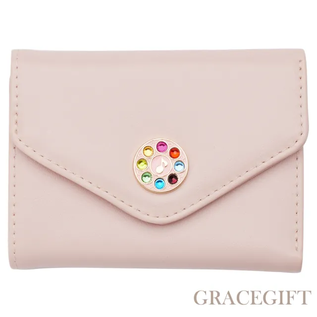 【Grace Gift】小魔女DoReMi聯名-精靈多多三折短夾(粉)