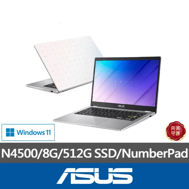 【ASUS】+24型螢幕組★14吋N4500輕薄筆電(E410KA/N4500/8G/512G SSD/W11)