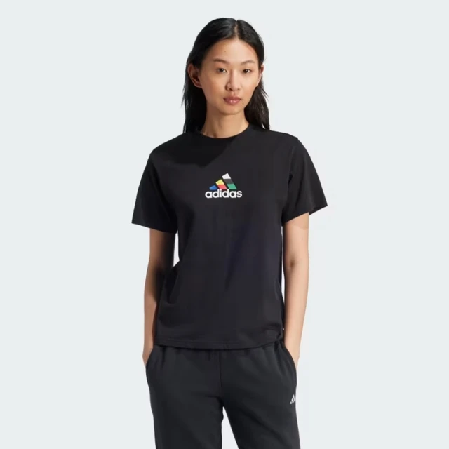 adidas 愛迪達 短袖上衣(IY3439 女款運動上衣 黑)