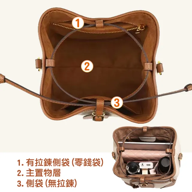 【BAGGLY&CO】雙11 真皮 克維伊經典拉繩式開口頭層牛皮水桶包(真皮包包 三色)