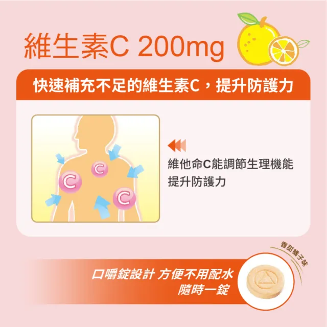 【合利他命】HICEE 愛喜維生素C 200mg口嚼錠_60錠/條*3(維生素C_香甜橘子味)