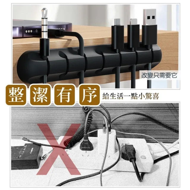 【ROYAL LIFE 皇室生活】多孔充電線收納集線固定器-3格(多孔矽膠集線器/理線器/夾線器/充電線收納)