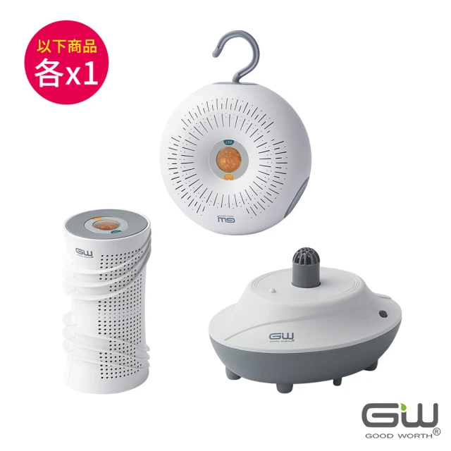 GW水玻璃 分離式迷你除濕機3入組(甜甜圈/旋風360/還原座 各1入)