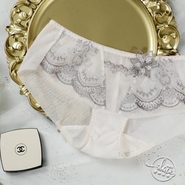 【Lady】傾戀凡爾賽系列 刺繡蕾絲/性感內褲/冰絲內褲/涼感內褲/無痕低腰平口褲 M-XL(宮廷藍、迷情膚)
