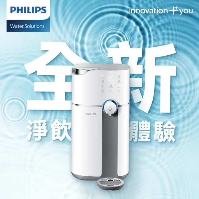 【Philips 飛利浦】智能雙效UV-C滅菌/RO過濾瞬熱淨水機(ADD6910)+富力森#316便攜電溫控旅行杯