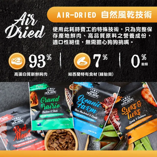 【ABSOLUTE HOLISTIC 超越巔峰】犬用鮮肉主食肉片1kg(寵物零食/狗肉乾/狗零食/狗肉片/生食肉片)