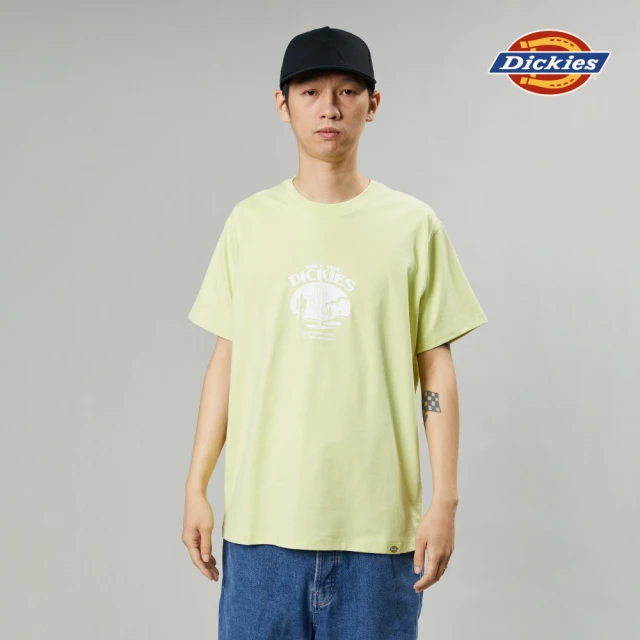 Dickies 男女款灰綠色純棉胸前仙人掌Logo圖案印花短袖T恤｜DK013126H14