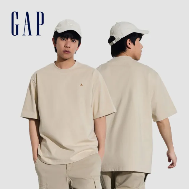 【GAP】男裝 純棉小熊刺繡圓領短袖T恤 厚磅密織水洗棉系列-多色可選(460845)