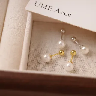【UME.Acce】純銀小珍珠轉珠耳環(S925純銀 耳環 純銀 全純銀 純銀耳環 轉珠 轉珠耳環 珍珠