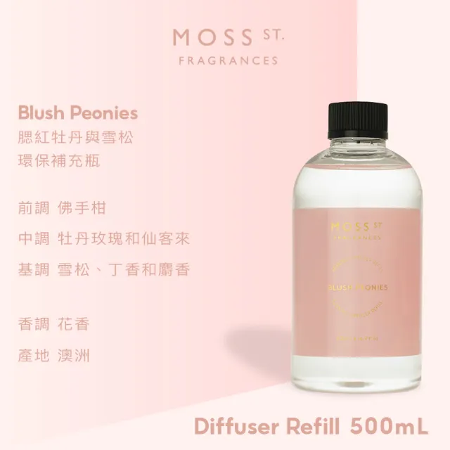 【Moss St. Fragrances】室內擴香 補充瓶 500mL 澳洲進口 淨化 療癒 果香/木質/美食/花香/清新(公司貨)