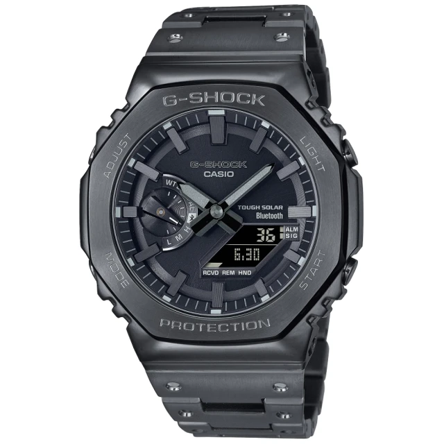 CASIO 卡西歐 G-SHOCK 金屬 黑 八角形錶殼 雙顯腕錶 爸爸節 七夕 情人節 禮物(GM-B2100BD-1A)